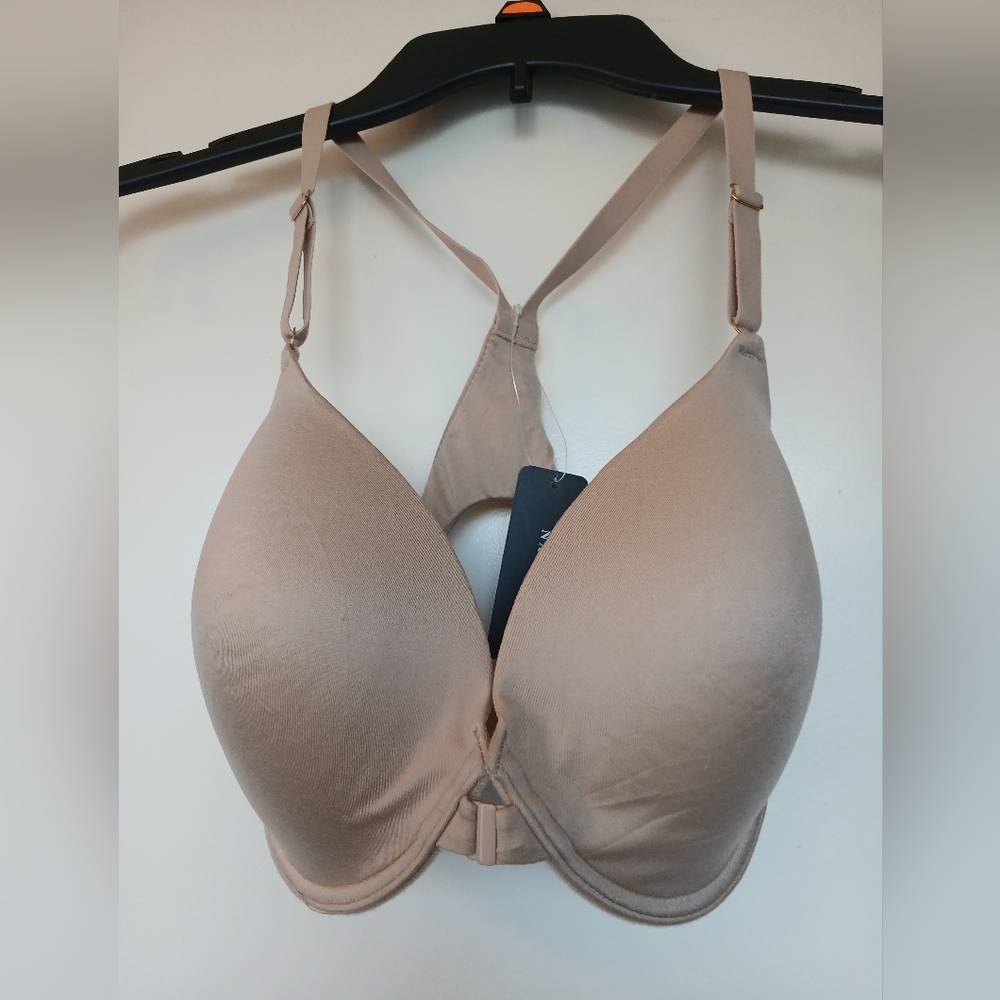 Natori Euphoria Size 32DDD front closure underwire bra racerback tan NWT